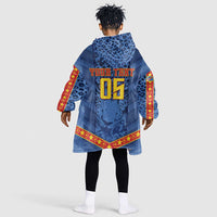 Custom DR Congo Football Kid Wearable Blanket Hoodie Leopard Jaguar Tribal Pattern With Flags