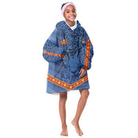 Custom DR Congo Football Kid Wearable Blanket Hoodie Leopard Jaguar Tribal Pattern With Flags