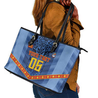 Custom DR Congo Football Leather Tote Bag Leopard Jaguar Tribal Pattern With Flags