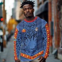 Custom DR Congo Football Long Sleeve Shirt Leopard Jaguar Tribal Pattern With Flags