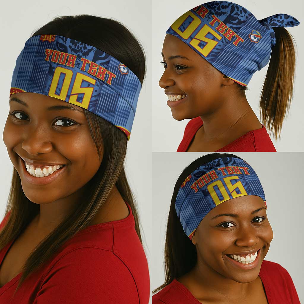 Custom DR Congo Football Neck Gaiter Leopard Jaguar Tribal Pattern With Flags