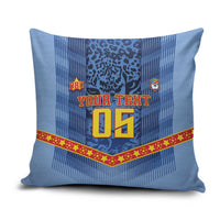 Custom DR Congo Football Pillow Cover Leopard Jaguar Tribal Pattern With Flags