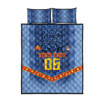 Custom DR Congo Football Quilt Bed Set Leopard Jaguar Tribal Pattern With Flags