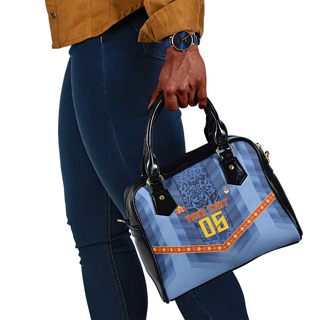 Custom DR Congo Football Shoulder Handbag Leopard Jaguar Tribal Pattern With Flags