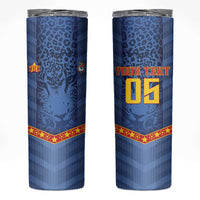 Custom DR Congo Football Skinny Tumbler Leopard Jaguar Tribal Pattern With Flags