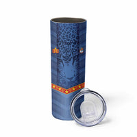 Custom DR Congo Football Skinny Tumbler Leopard Jaguar Tribal Pattern With Flags