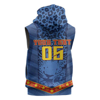 Custom DR Congo Football Sleeveless Hoodie Leopard Jaguar Tribal Pattern With Flags
