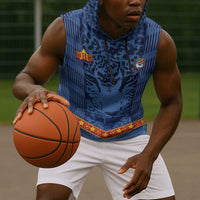 Custom DR Congo Football Sleeveless Hoodie Leopard Jaguar Tribal Pattern With Flags