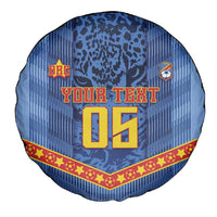 Custom DR Congo Football Spare Tire Cover Leopard Jaguar Tribal Pattern With Flags