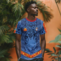 Custom DR Congo Football T shirt Leopard Jaguar Tribal Pattern With Flags