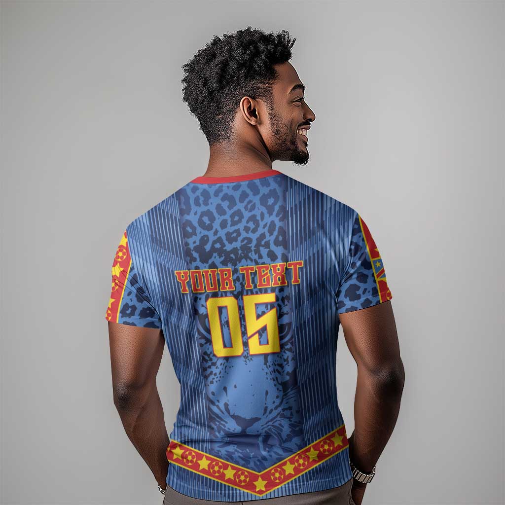 Custom DR Congo Football T shirt Leopard Jaguar Tribal Pattern With Flags