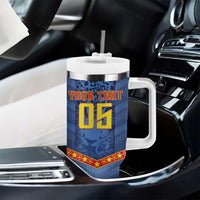 Custom DR Congo Football Tumbler With Handle Leopard Jaguar Tribal Pattern With Flags