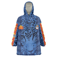 Custom DR Congo Football Wearable Blanket Hoodie Leopard Jaguar Tribal Pattern With Flags