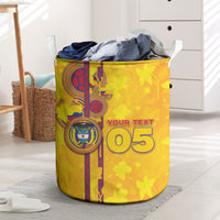 Custom Colombia Football Laundry Basket Tropical Orchid Floral Pattern With Coat Of Arms