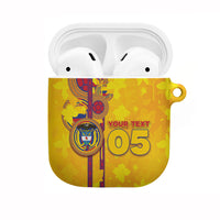 Custom Colombia Football AirPods Case Tropical Orchid Floral Pattern With Coat Of Arms