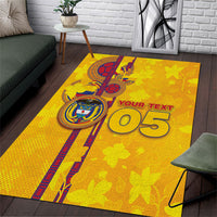 Custom Colombia Football Area Rug Tropical Orchid Floral Pattern With Coat Of Arms