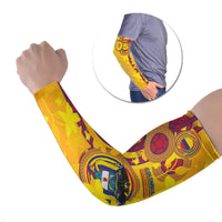 Custom Colombia Football Arm Sleeves Tropical Orchid Floral Pattern With Coat Of Arms