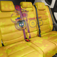 Custom Colombia Football Back Car Seat Cover Tropical Orchid Floral Pattern With Coat Of Arms
