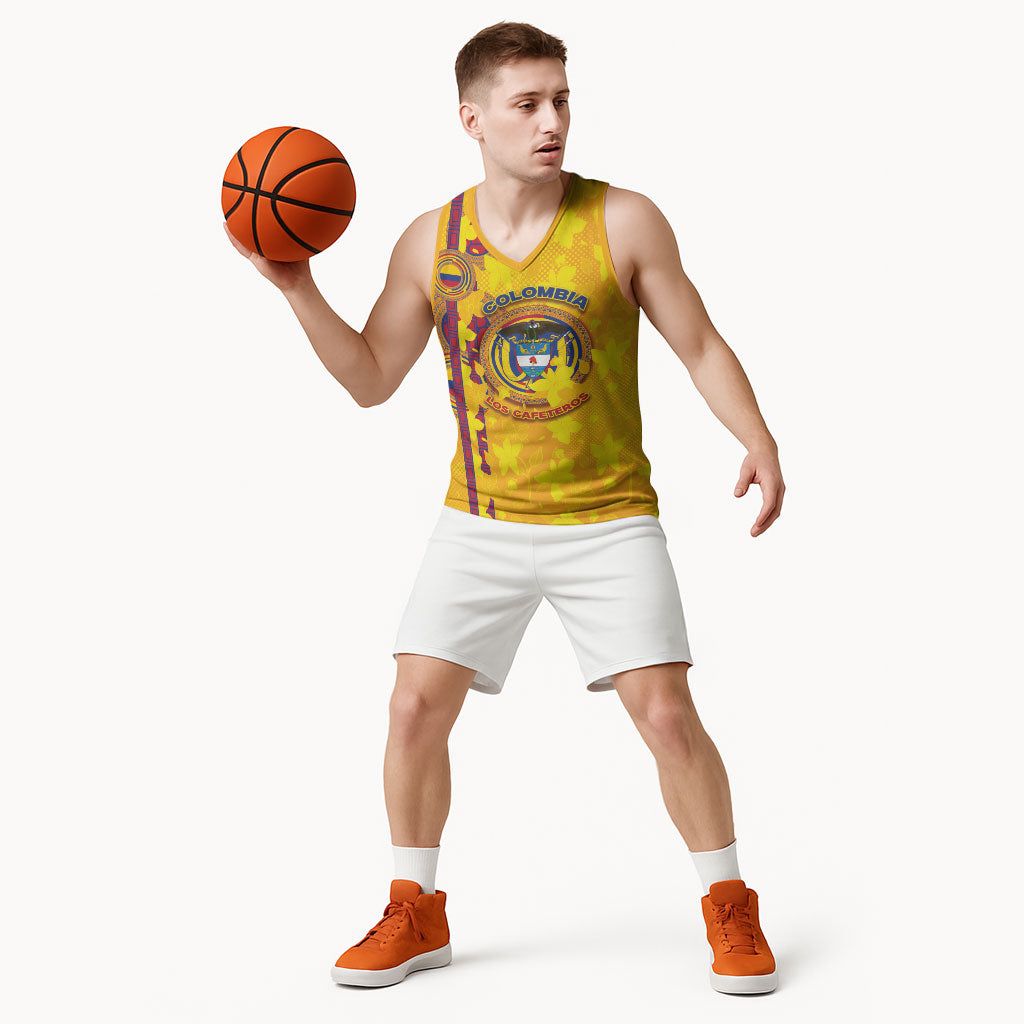 Custom Colombia Football Basketball Jersey Tropical Orchid Floral Pattern With Coat Of Arms