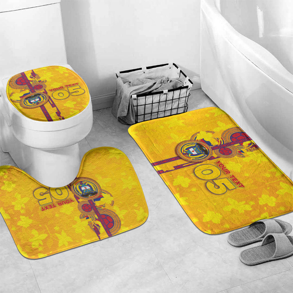 Custom Colombia Football Bathroom Set Tropical Orchid Floral Pattern With Coat Of Arms
