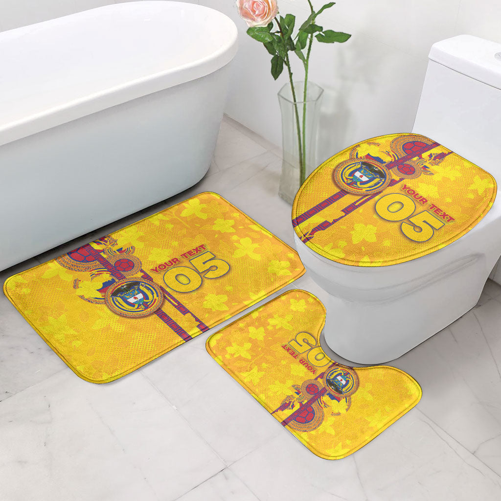 Custom Colombia Football Bathroom Set Tropical Orchid Floral Pattern With Coat Of Arms