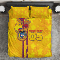 Custom Colombia Football Bedding Set Tropical Orchid Floral Pattern With Coat Of Arms