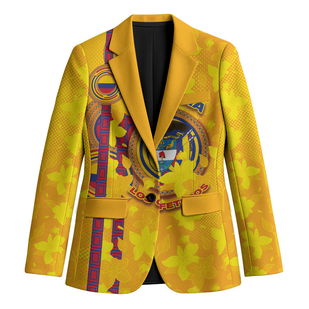 Custom Colombia Football Blazer Tropical Orchid Floral Pattern With Coat Of Arms
