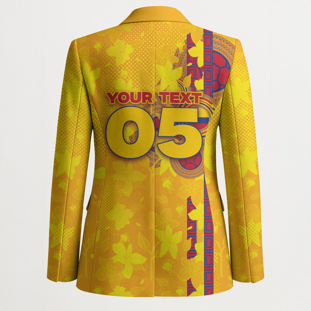 Custom Colombia Football Blazer Tropical Orchid Floral Pattern With Coat Of Arms