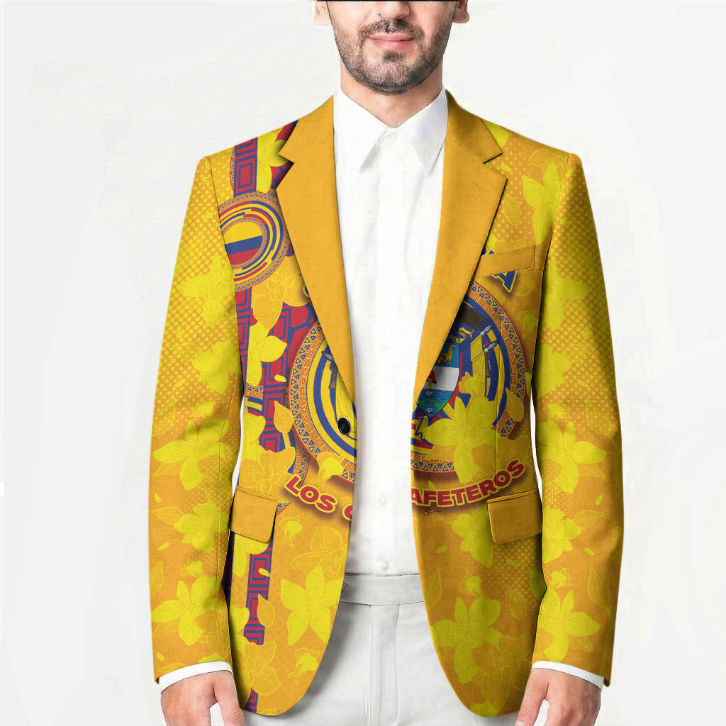 Custom Colombia Football Blazer Tropical Orchid Floral Pattern With Coat Of Arms