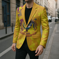 Custom Colombia Football Blazer Tropical Orchid Floral Pattern With Coat Of Arms