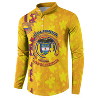 Custom Colombia Football Button Sweatshirt Tropical Orchid Floral Pattern With Coat Of Arms
