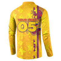 Custom Colombia Football Button Sweatshirt Tropical Orchid Floral Pattern With Coat Of Arms