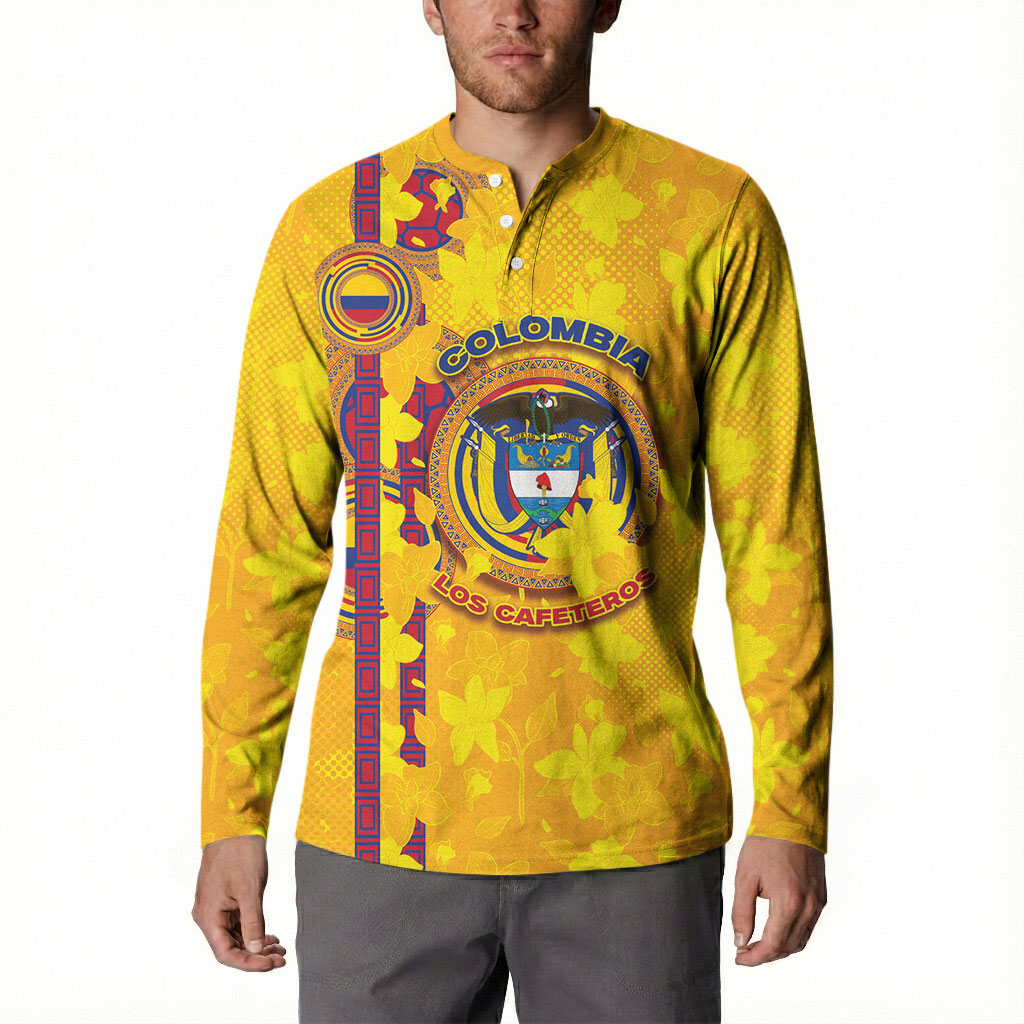 Custom Colombia Football Button Sweatshirt Tropical Orchid Floral Pattern With Coat Of Arms