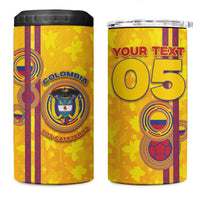 Custom Colombia Football 4 in 1 Can Cooler Tumbler Tropical Orchid Floral Pattern With Coat Of Arms