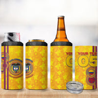 Custom Colombia Football 4 in 1 Can Cooler Tumbler Tropical Orchid Floral Pattern With Coat Of Arms
