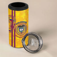 Custom Colombia Football 4 in 1 Can Cooler Tumbler Tropical Orchid Floral Pattern With Coat Of Arms