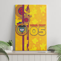 Custom Colombia Football Canvas Wall Art Tropical Orchid Floral Pattern With Coat Of Arms