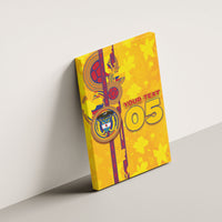 Custom Colombia Football Canvas Wall Art Tropical Orchid Floral Pattern With Coat Of Arms