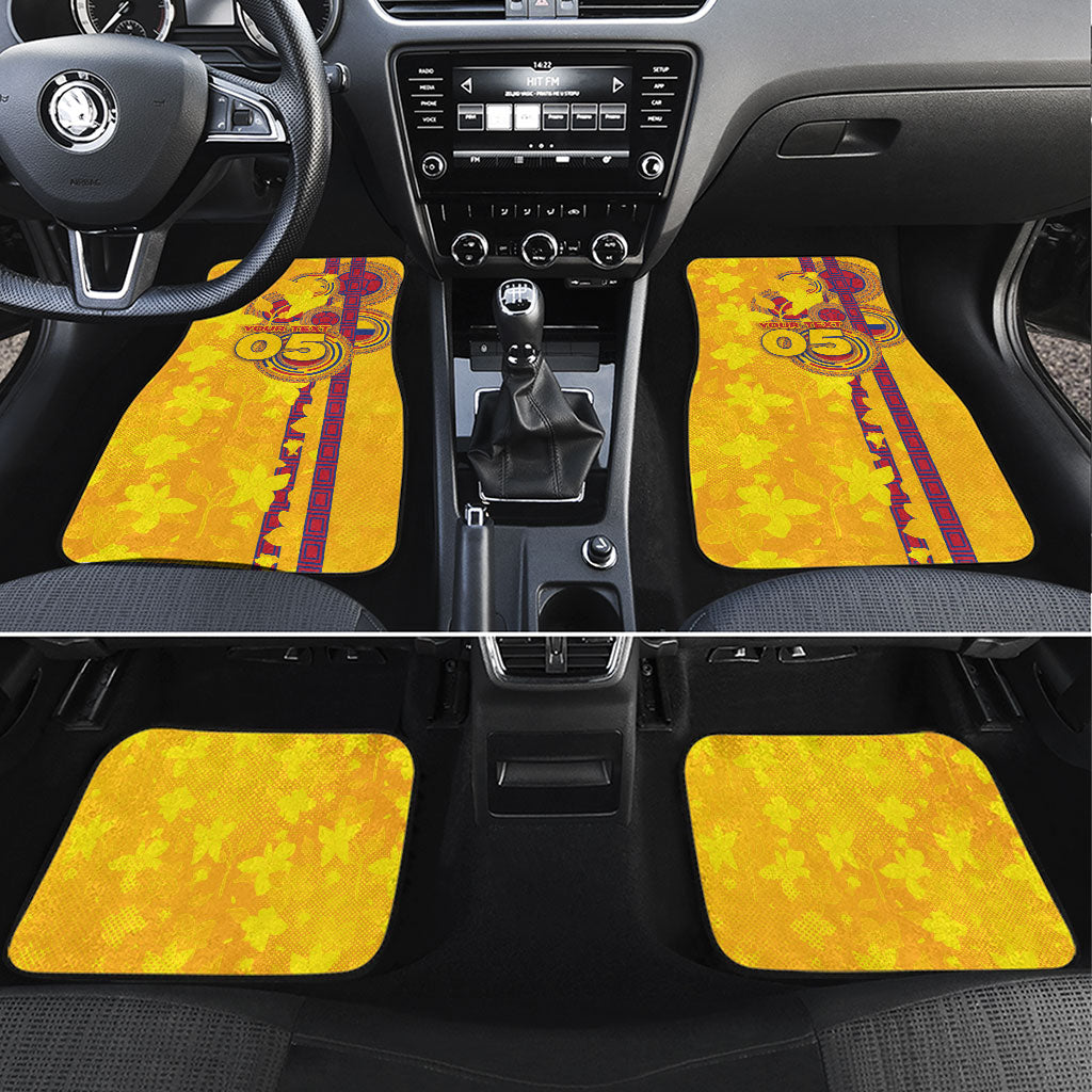 Custom Colombia Football Car Mats Tropical Orchid Floral Pattern With Coat Of Arms