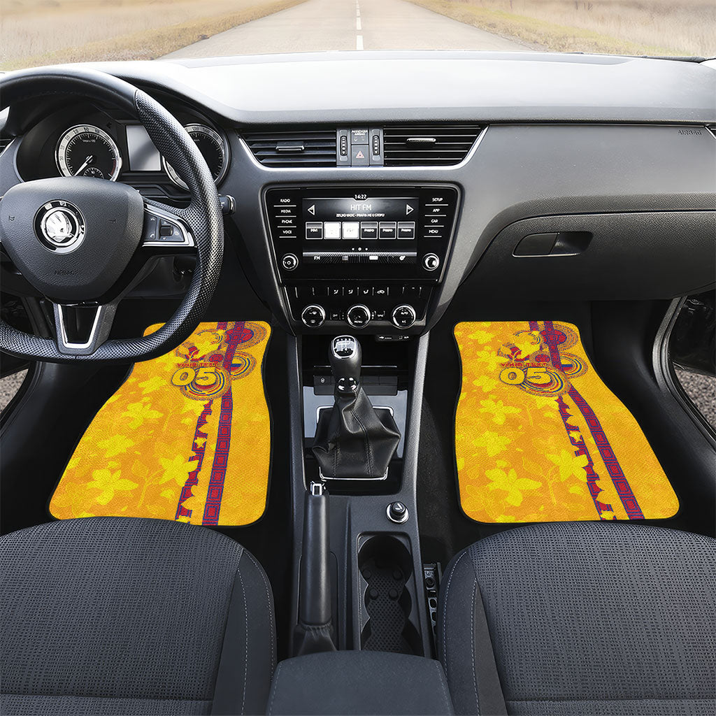 Custom Colombia Football Car Mats Tropical Orchid Floral Pattern With Coat Of Arms