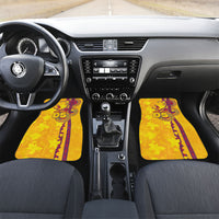Custom Colombia Football Car Mats Tropical Orchid Floral Pattern With Coat Of Arms
