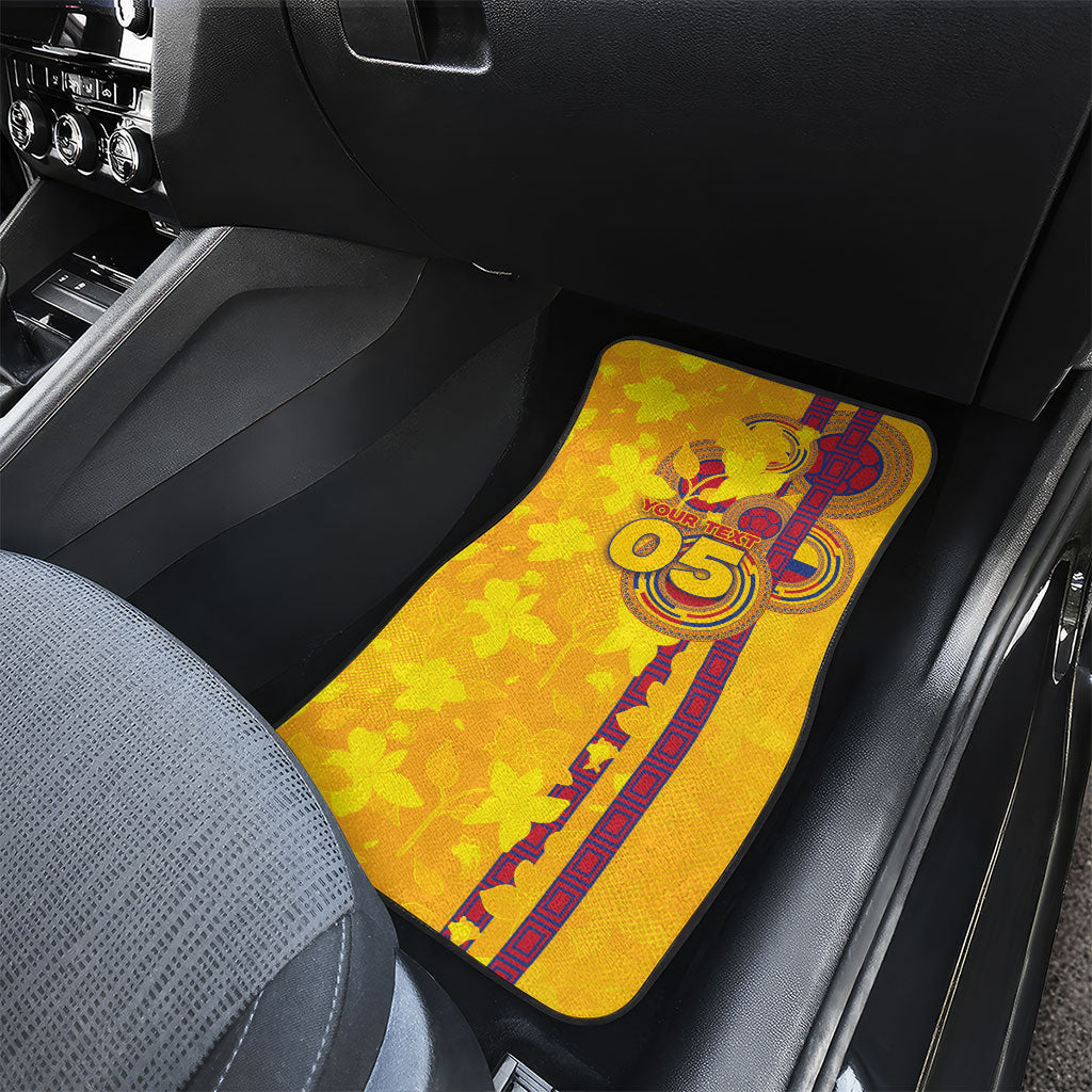 Custom Colombia Football Car Mats Tropical Orchid Floral Pattern With Coat Of Arms