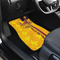Custom Colombia Football Car Mats Tropical Orchid Floral Pattern With Coat Of Arms