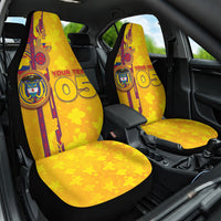 Custom Colombia Football Car Seat Cover Tropical Orchid Floral Pattern With Coat Of Arms