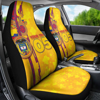 Custom Colombia Football Car Seat Cover Tropical Orchid Floral Pattern With Coat Of Arms