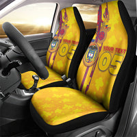Custom Colombia Football Car Seat Cover Tropical Orchid Floral Pattern With Coat Of Arms