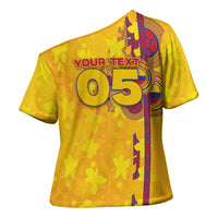 Custom Colombia Football Cross Shoulder Shirt Tropical Orchid Floral Pattern With Coat Of Arms