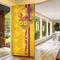 Custom Colombia Football Door Cover Tropical Orchid Floral Pattern With Coat Of Arms