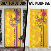 Custom Colombia Football Door Cover Tropical Orchid Floral Pattern With Coat Of Arms