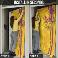 Custom Colombia Football Door Cover Tropical Orchid Floral Pattern With Coat Of Arms
